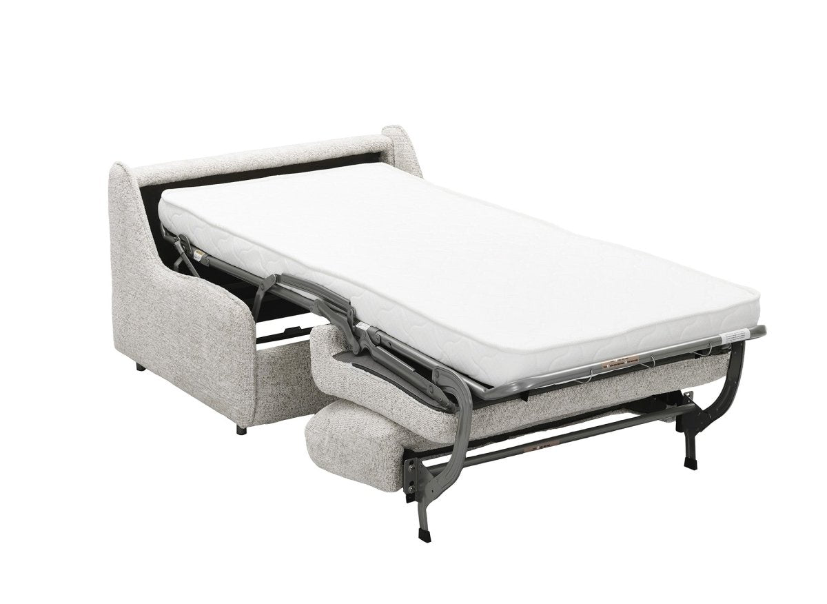 Canapé convertible express 1 place en tissu bouclette beige IMELDA - DécoInParis