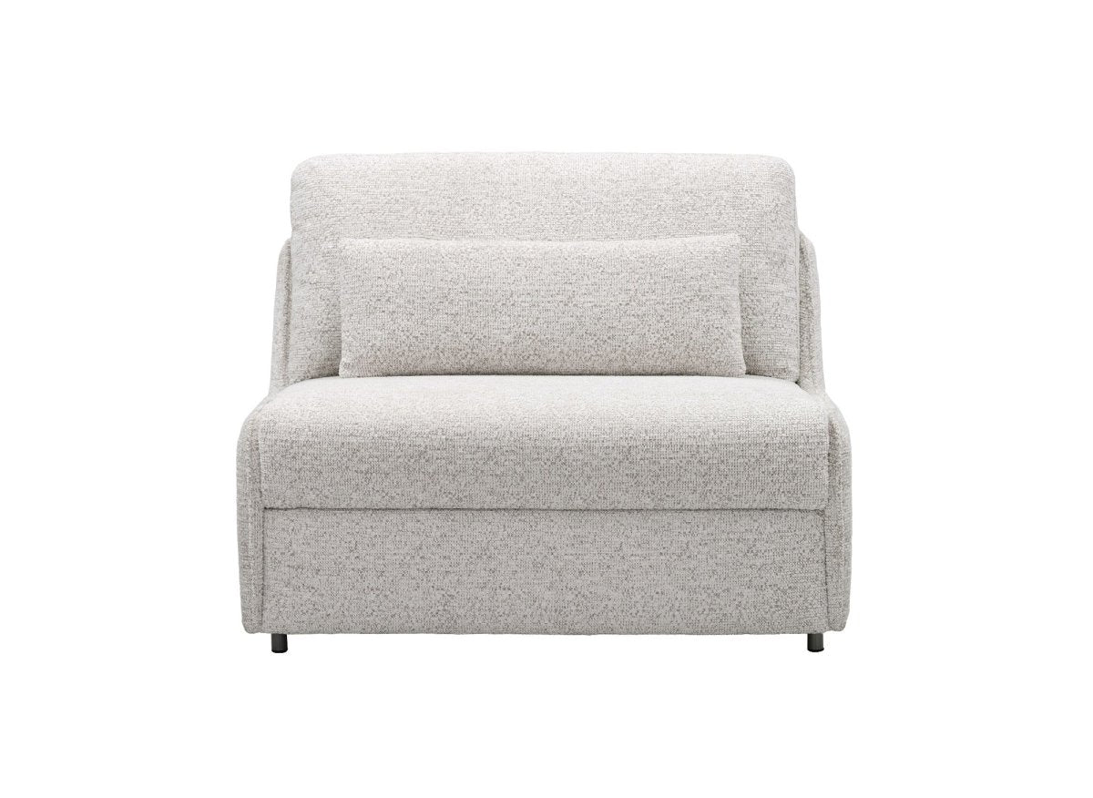 Canapé convertible express 1 place en tissu bouclette beige IMELDA - DécoInParis