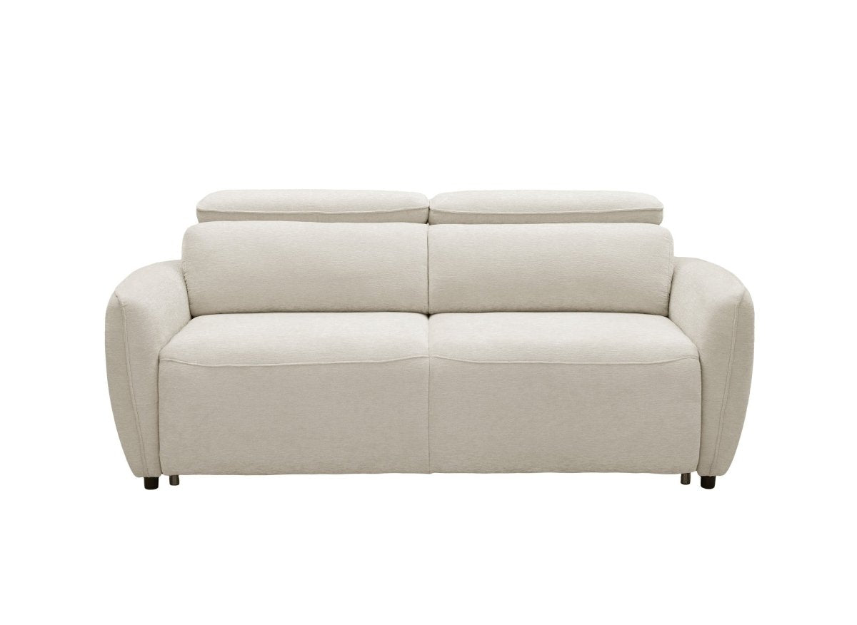 Canapé convertible express 3 places en tissu texturé beige JACINTHE - DécoInParis