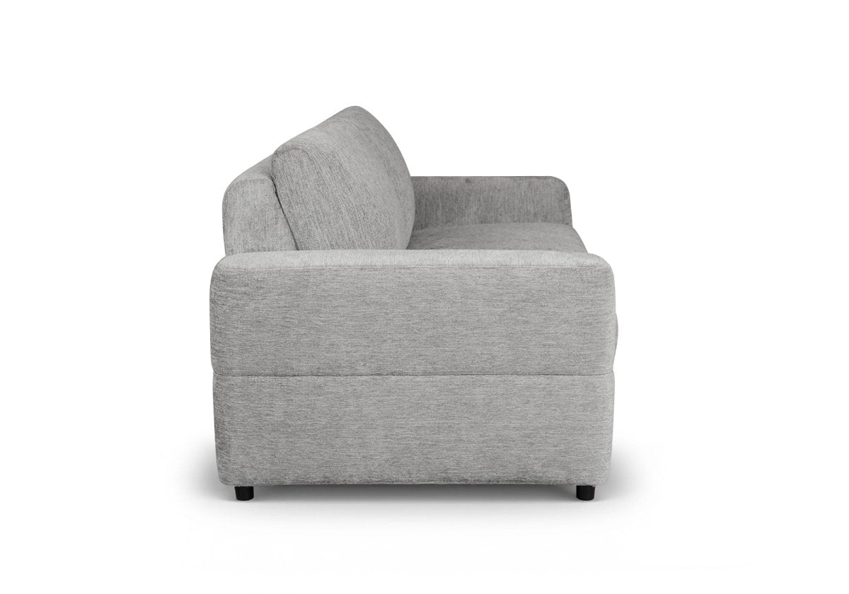 Canapé convertible express 3 places en velours chiné gris clair AMAURY - DécoInParis