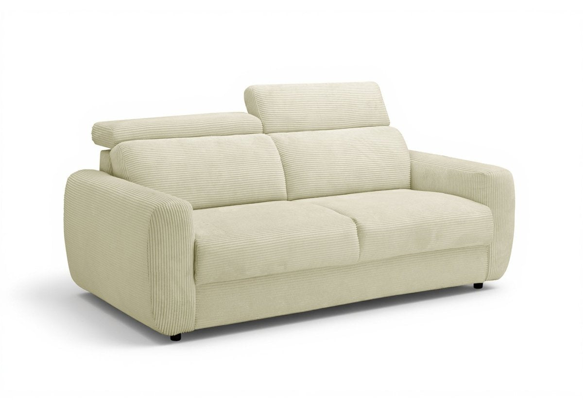 Canapé convertible express 3 places en velours côtelé beige TOGO - DécoInParis