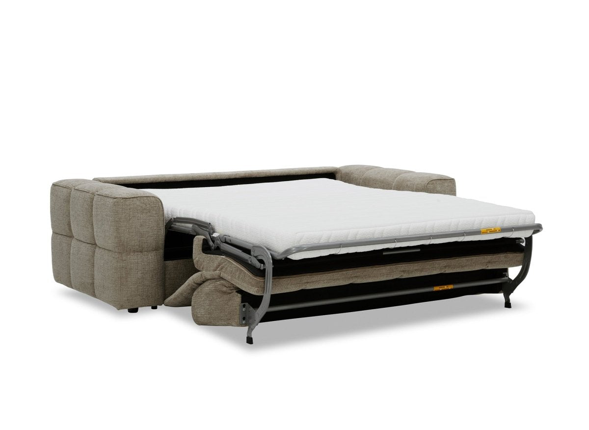 Canapé convertible express 3 places en velours texturé taupe BASILE - DécoInParis