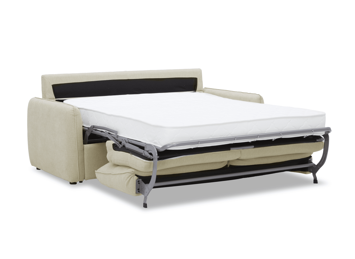 Canapé convertible express 3 places matelas 15 cm en tissu texturé beige ADILIO - DécoInParis