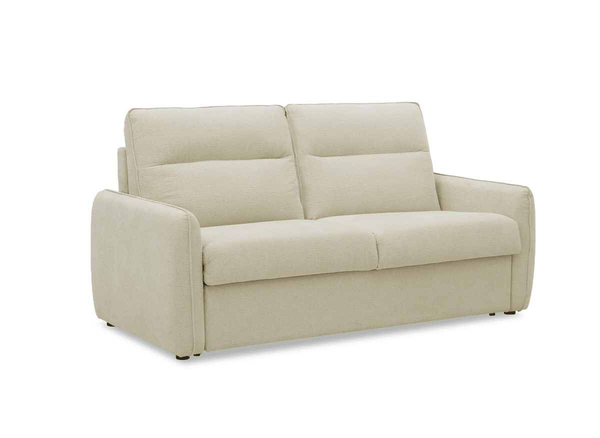 Canapé convertible express 3 places matelas 15 cm en tissu texturé beige ADILIO - DécoInParis