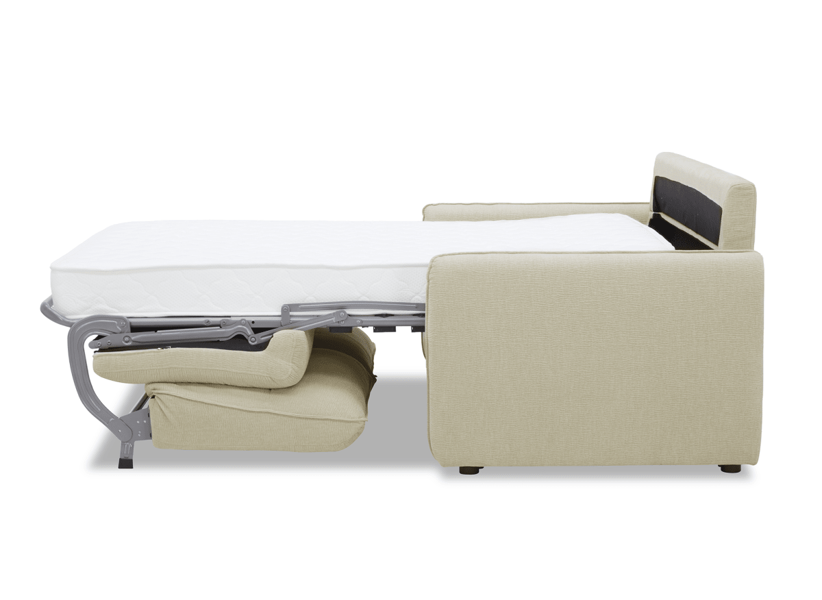 Canapé convertible express 3 places matelas 15 cm en tissu texturé beige ADILIO - DécoInParis