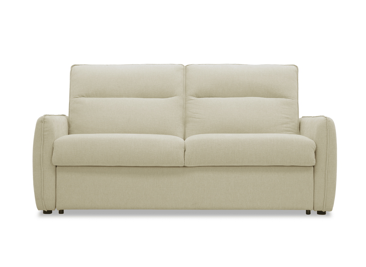 Canapé convertible express 3 places matelas 15 cm en tissu texturé beige ADILIO - DécoInParis