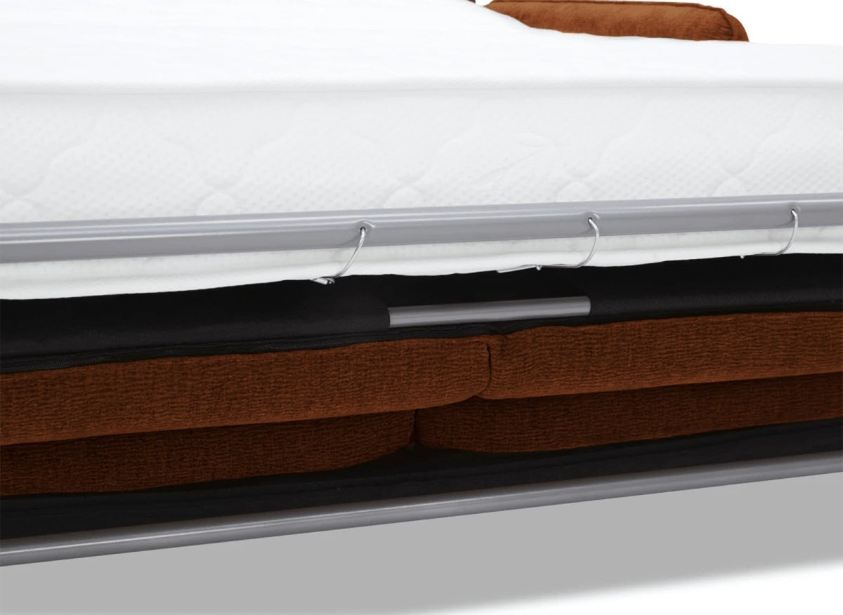 Canapé convertible express 3 places matelas 15 cm en tissu texturé terracotta ADILIO - DécoInParis
