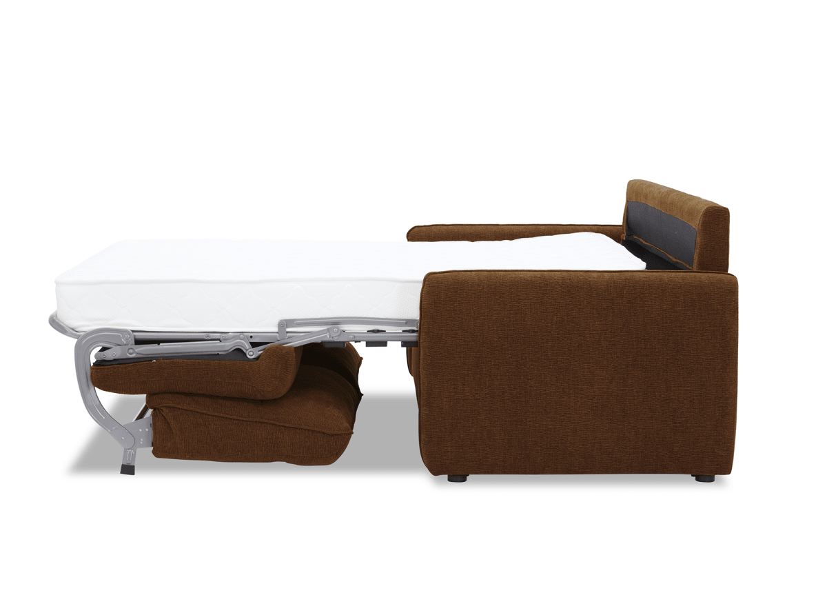 Canapé convertible express 3 places matelas 15 cm en tissu texturé terracotta ADILIO - DécoInParis