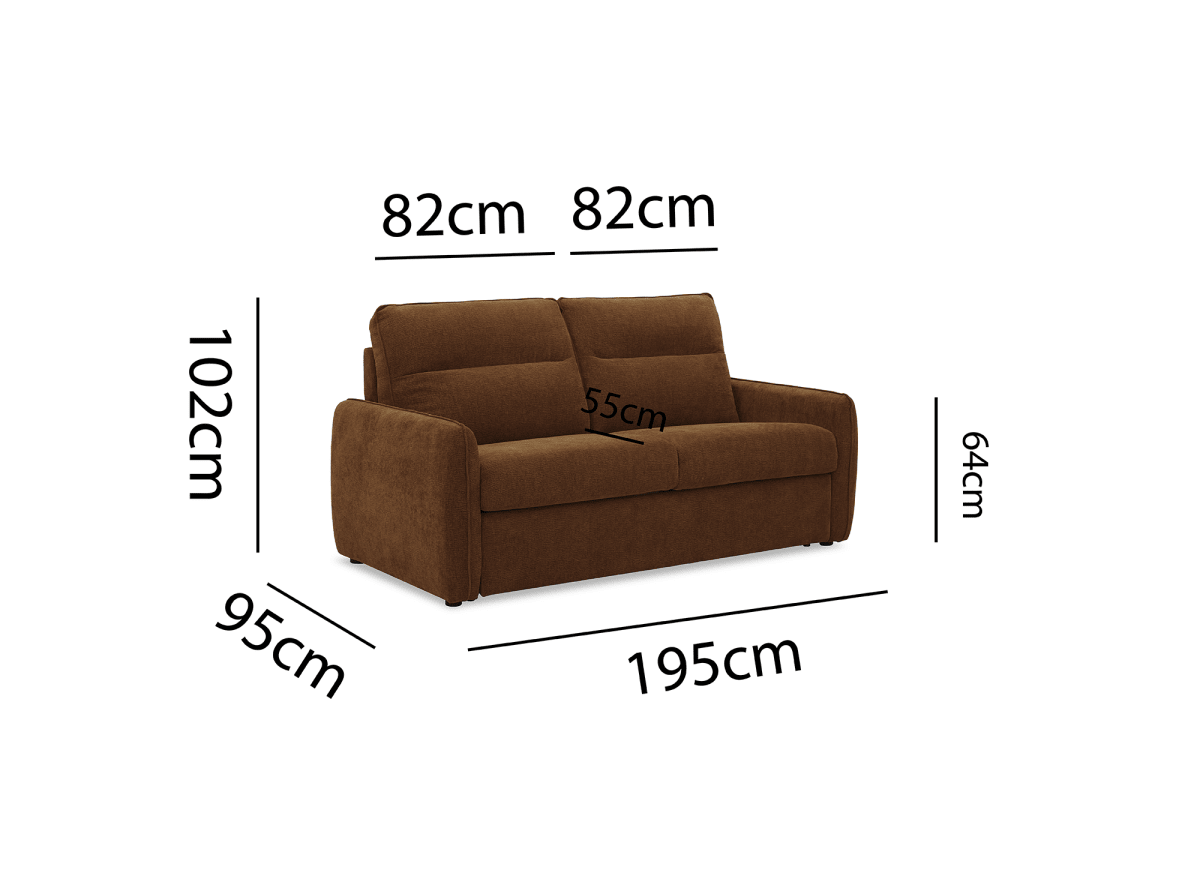 Canapé convertible express 3 places matelas 15 cm en tissu texturé terracotta ADILIO - DécoInParis