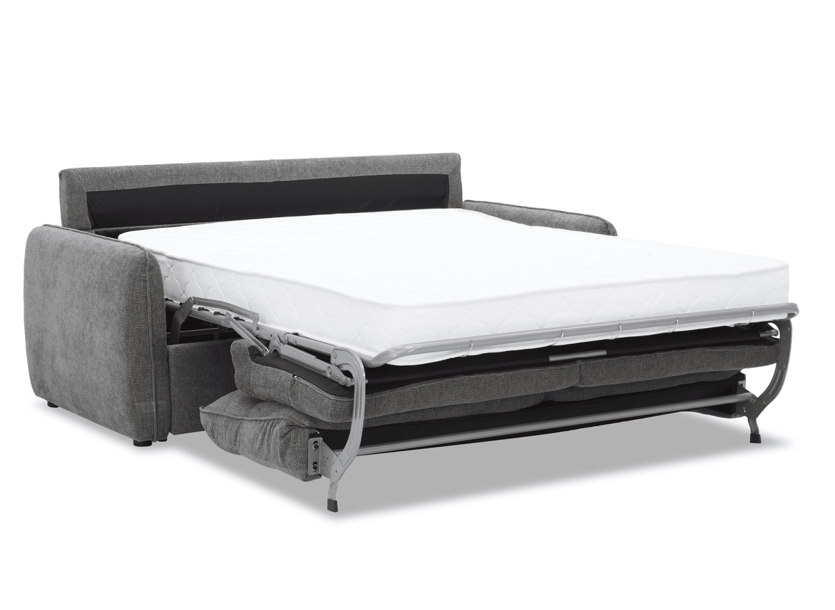 Canapé convertible express 3 places matelas 15 cm en tissu texturé terracotta ADILIO - DécoInParis