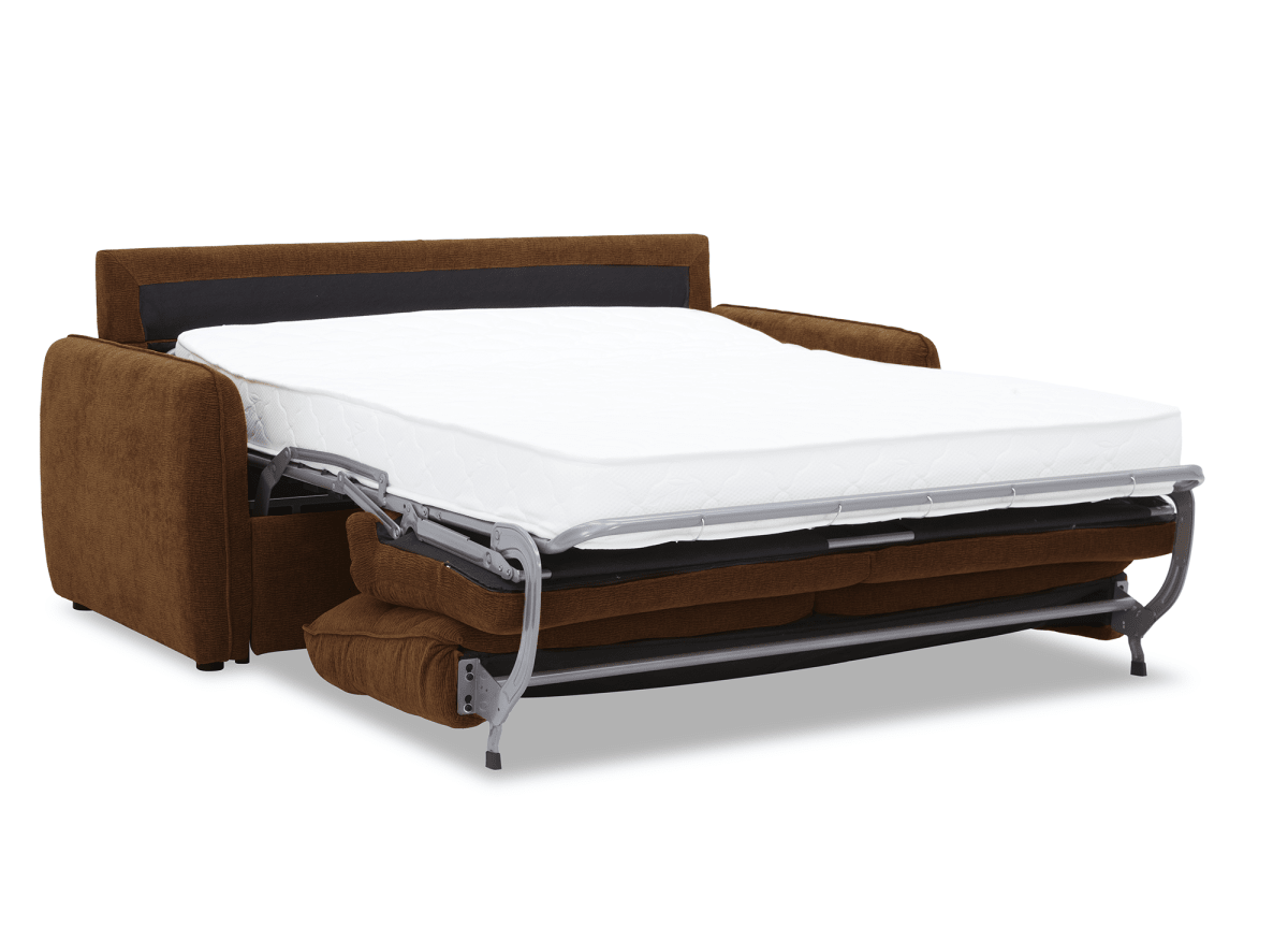 Canapé convertible express 3 places matelas 15 cm en tissu texturé terracotta ADILIO - DécoInParis