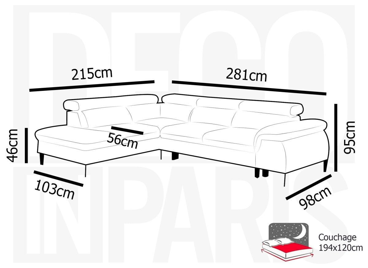 Canapé d'angle convertible avec coffre de rangement en velours beige SWAN - Angle gauche - DécoInParis