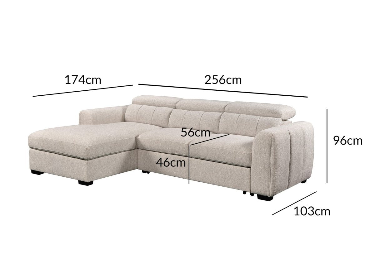 Canapé d'angle convertible avec coffre en tissu bouclette beige NAOMI -Angle gauche - DécoInParis