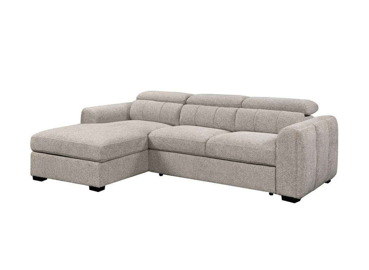 Canapé d'angle convertible avec coffre en tissu bouclette taupe NAOMI -Angle gauche - DécoInParis