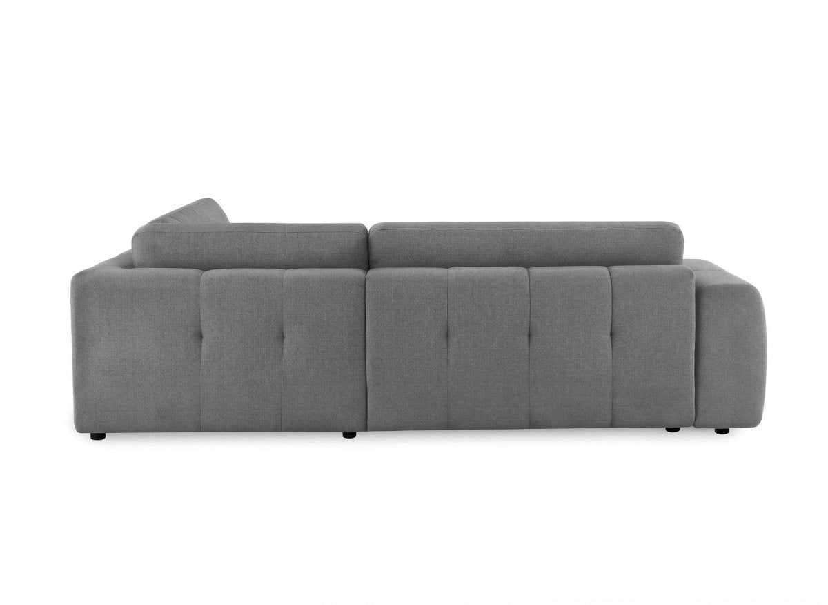 Canapé d'angle convertible avec coffre en tissu gris HAVEN - Angle droit - DécoInParis