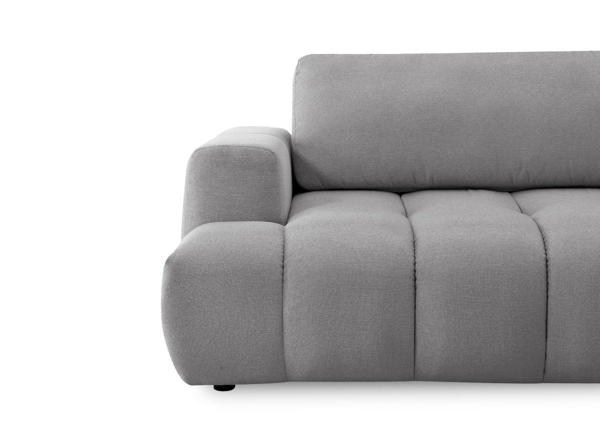 Canapé d'angle convertible avec coffre en tissu gris HAVEN - Angle droit - DécoInParis