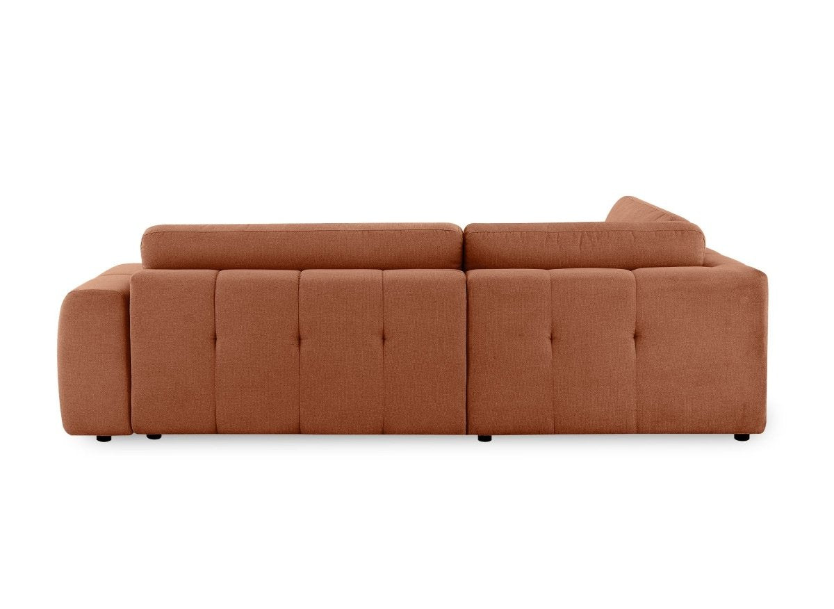 Canapé d'angle convertible avec coffre en tissu terracotta HAVEN - Angle gauche - DécoInParis