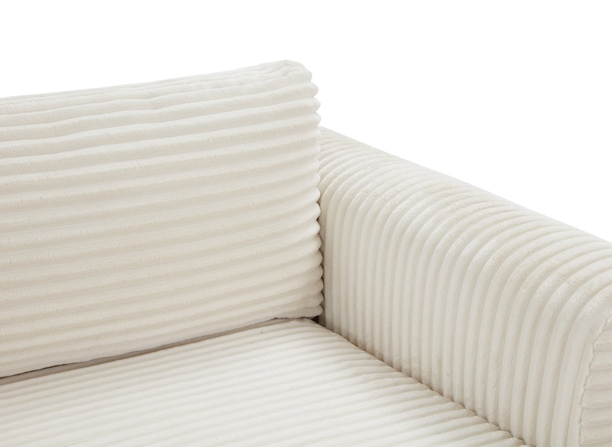 Canapé d'angle convertible avec coffre en velours gros côtelé doux beige TILDA - Angle droit - DécoInParis