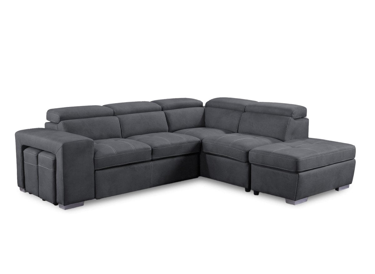 Canapé d'angle convertible en tissu gris DAVON - angle droit - DécoInParis