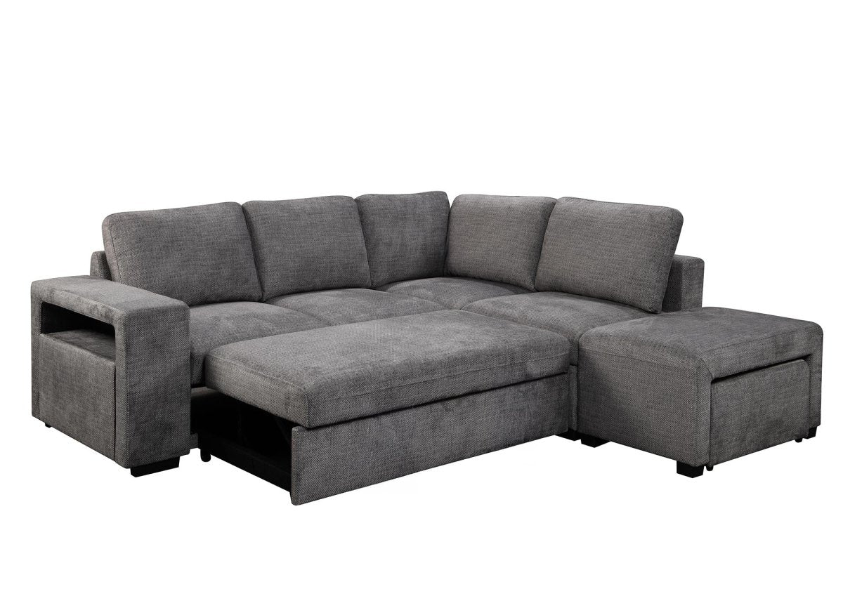 Canapé d'angle convertible en tissu gris foncé ALBAN - Angle droit - DécoInParis