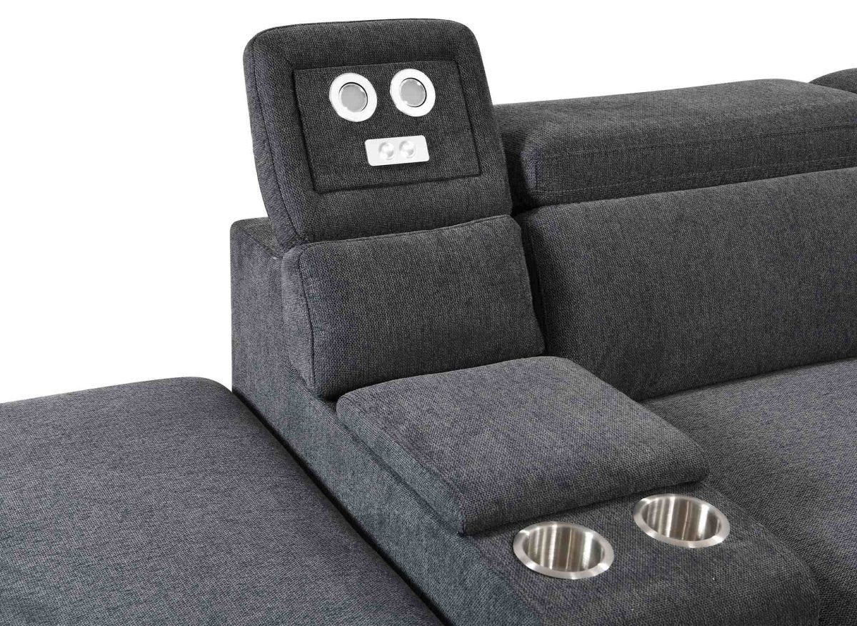 Canapé d'angle convertible en tissu gris foncé DEREK XL - Angle gauche - DécoInParis