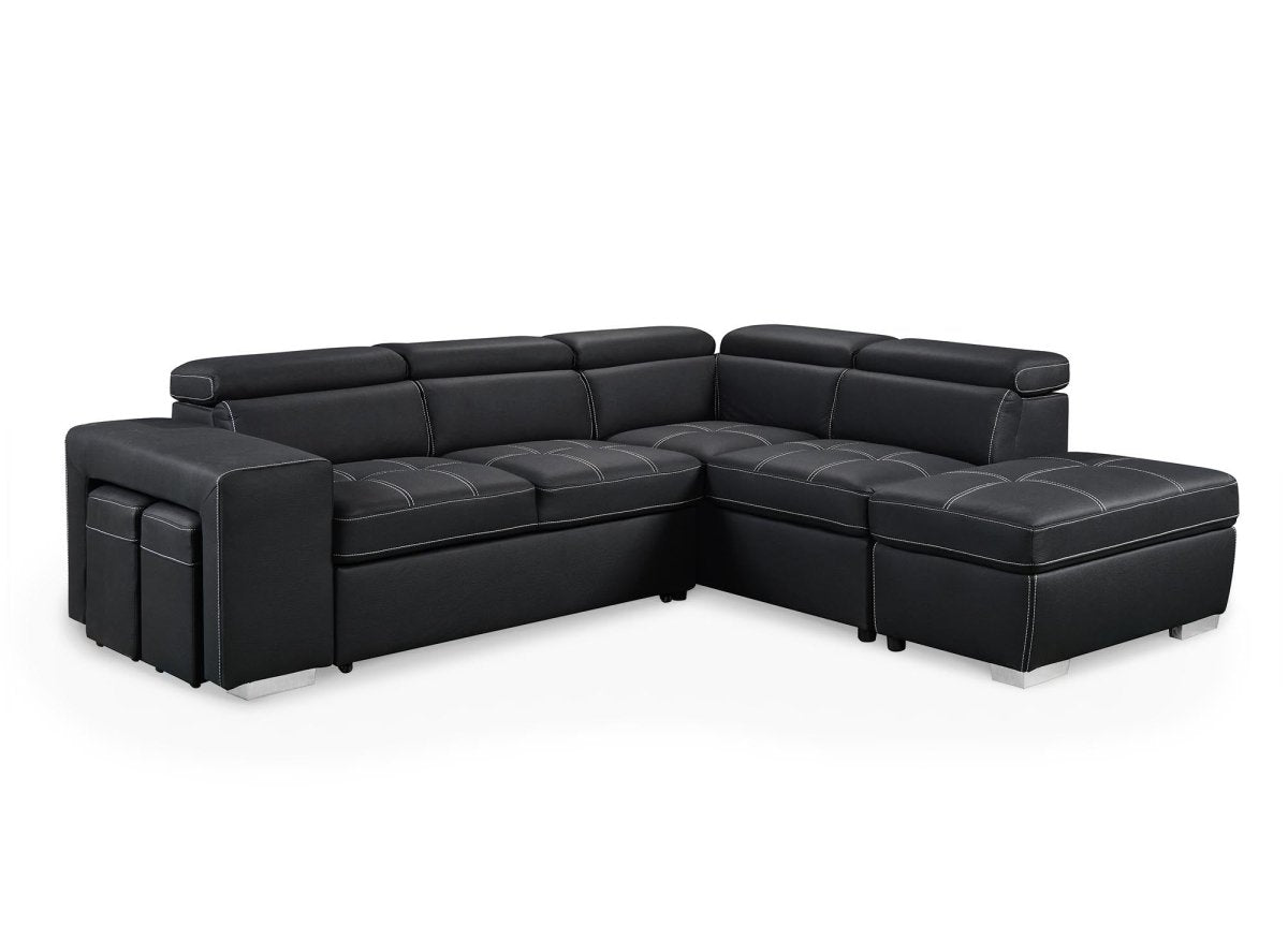 Canapé d'angle convertible en tissu noir DAVON - angle droit - DécoInParis