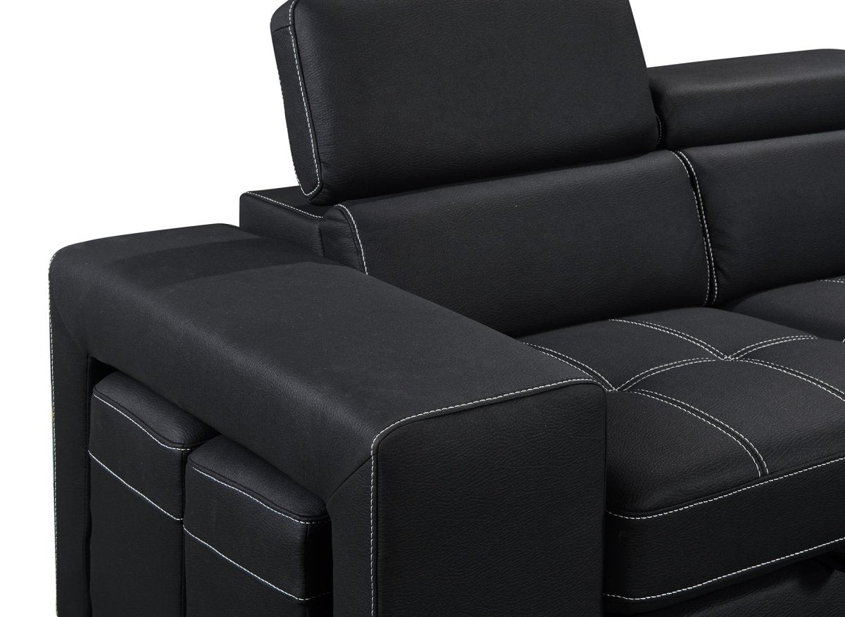 Canapé d'angle convertible en tissu noir DAVON - angle droit - DécoInParis
