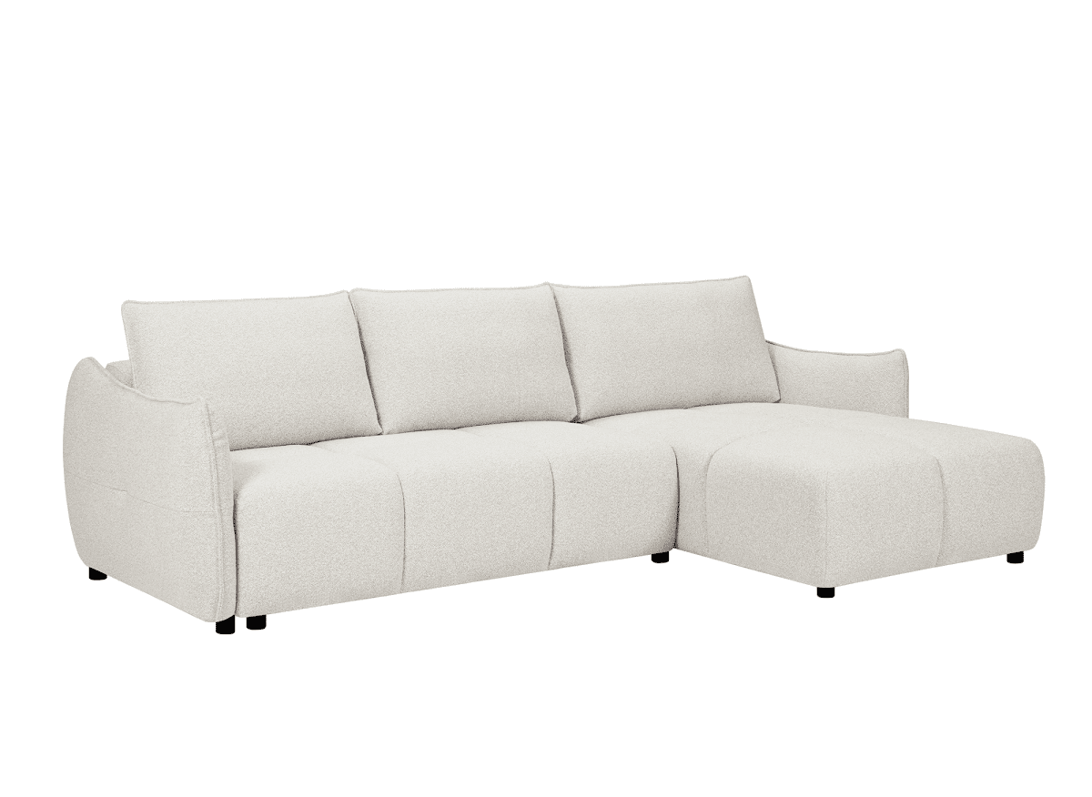 Canapé d'angle convertible et réversible en velours chiné beige MYSA - DécoInParis