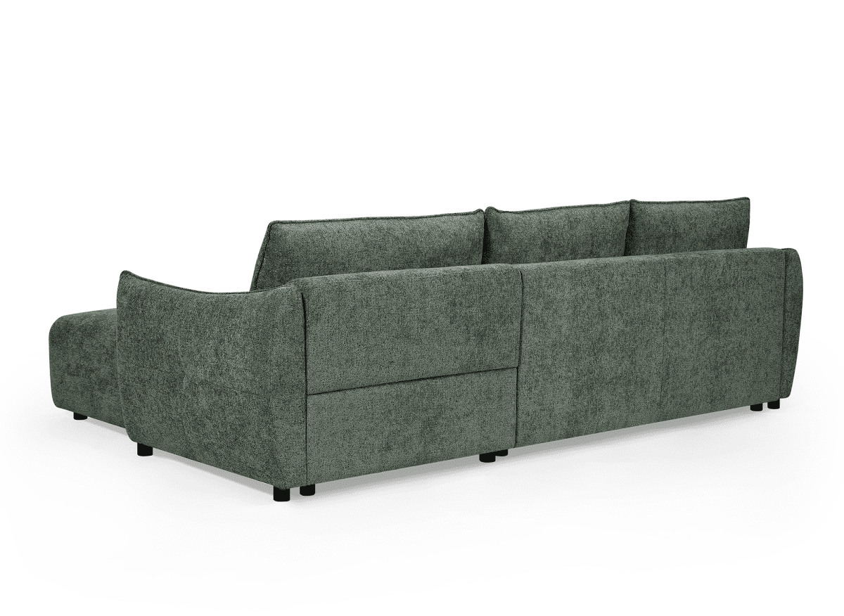 Canapé d'angle convertible et réversible en velours chiné vert olive MYSA - DécoInParis