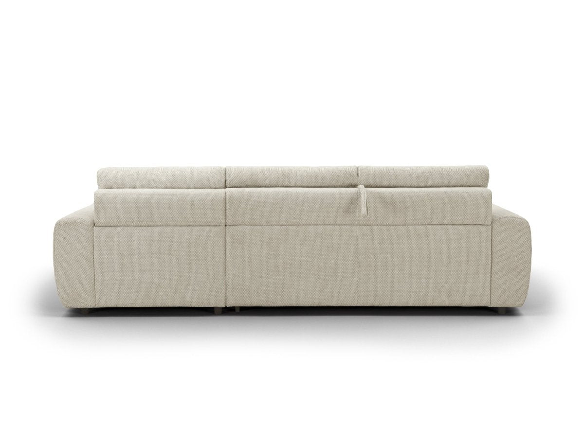 Canapé d'angle convertible ouverture express en tissu beige AGATHE - Angle droit - DécoInParis