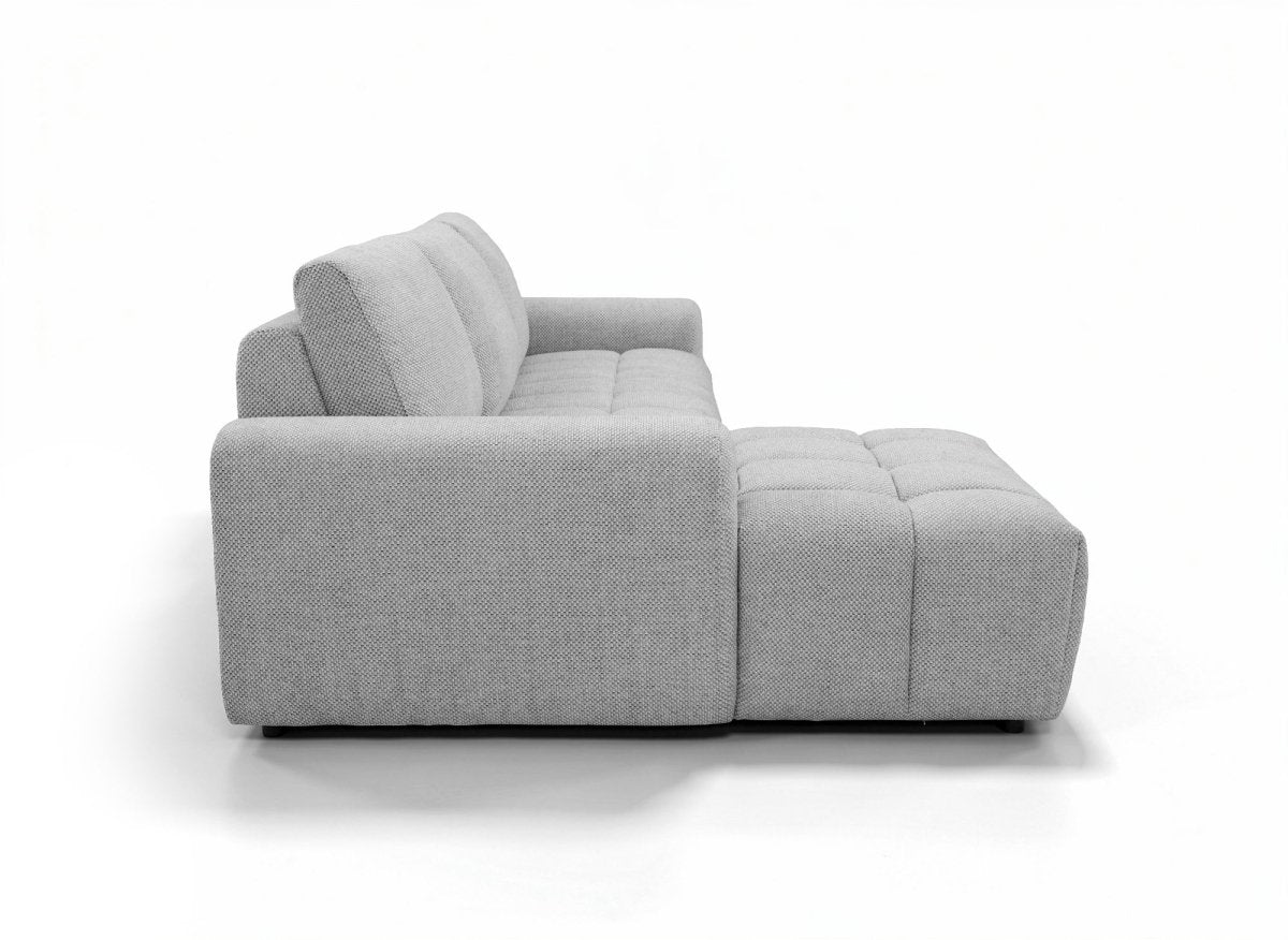 Canapé d'angle convertible ouverture express en tissu gris AGATHE - Angle gauche - DécoInParis