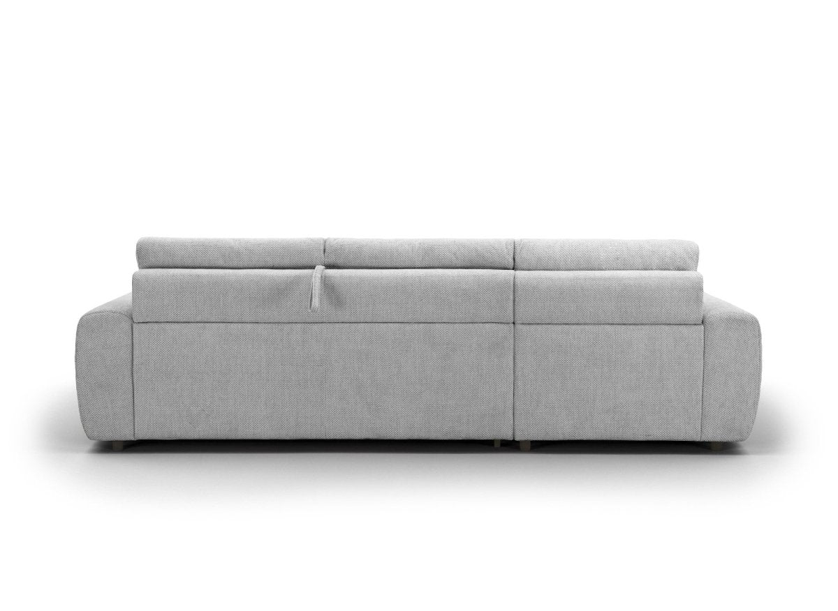 Canapé d'angle convertible ouverture express en tissu gris AGATHE - Angle gauche - DécoInParis