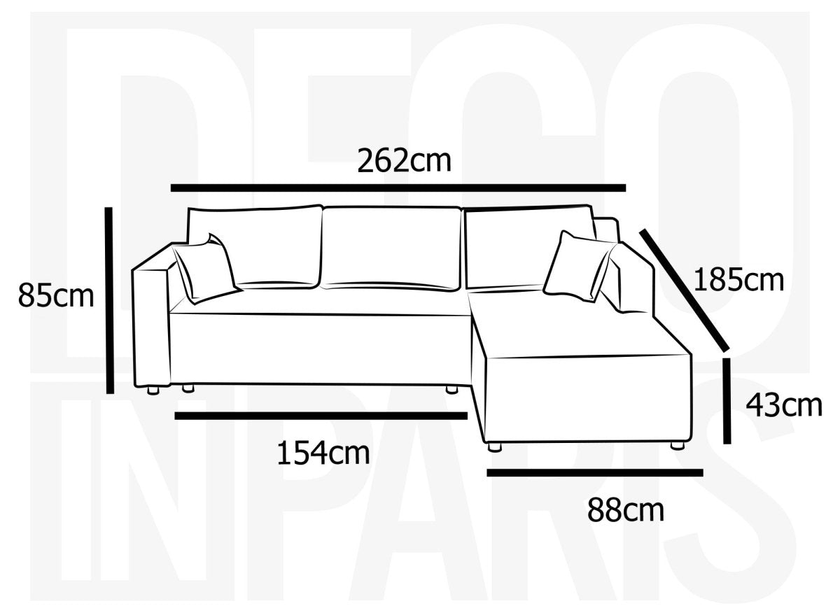 Canapé d'angle convertible réversible avec coffre en velours côtelé gris SYNA - DécoInParis