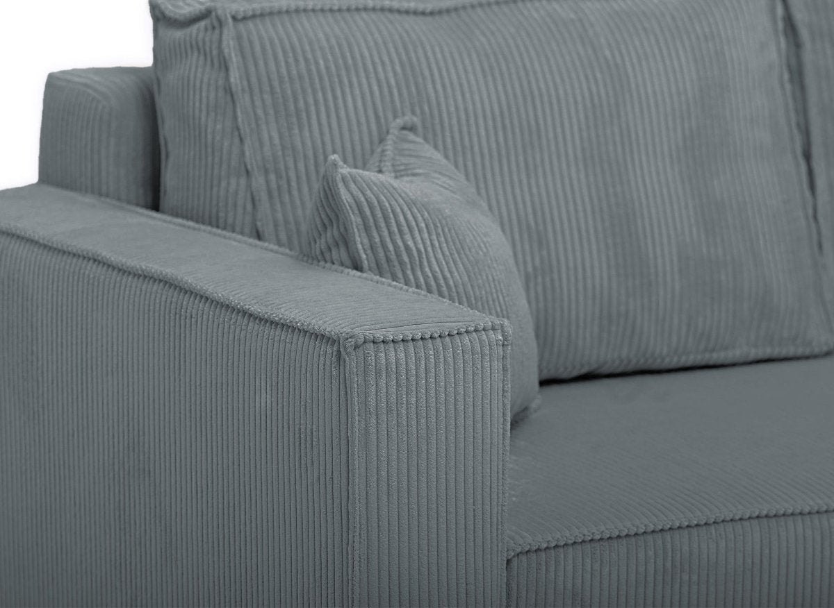 Canapé d'angle convertible réversible avec coffre en velours côtelé gris SYNA - DécoInParis