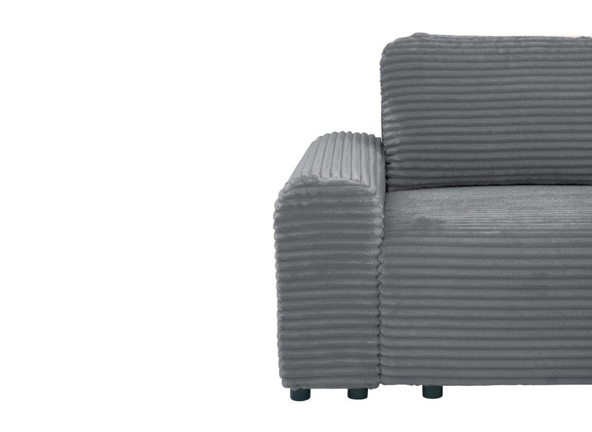 Canapé d'angle droit convertible avec coffre en velours côtelé épais gris foncé BALI - Angle droit - DécoInParis