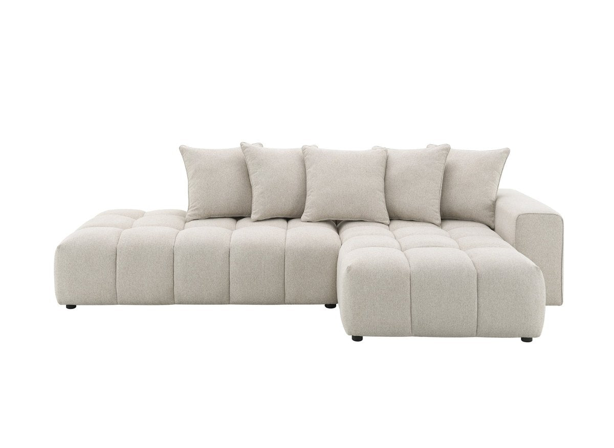 Canapé d'angle en tissu texturé beige CLARISSE - Angle droit - DécoInParis