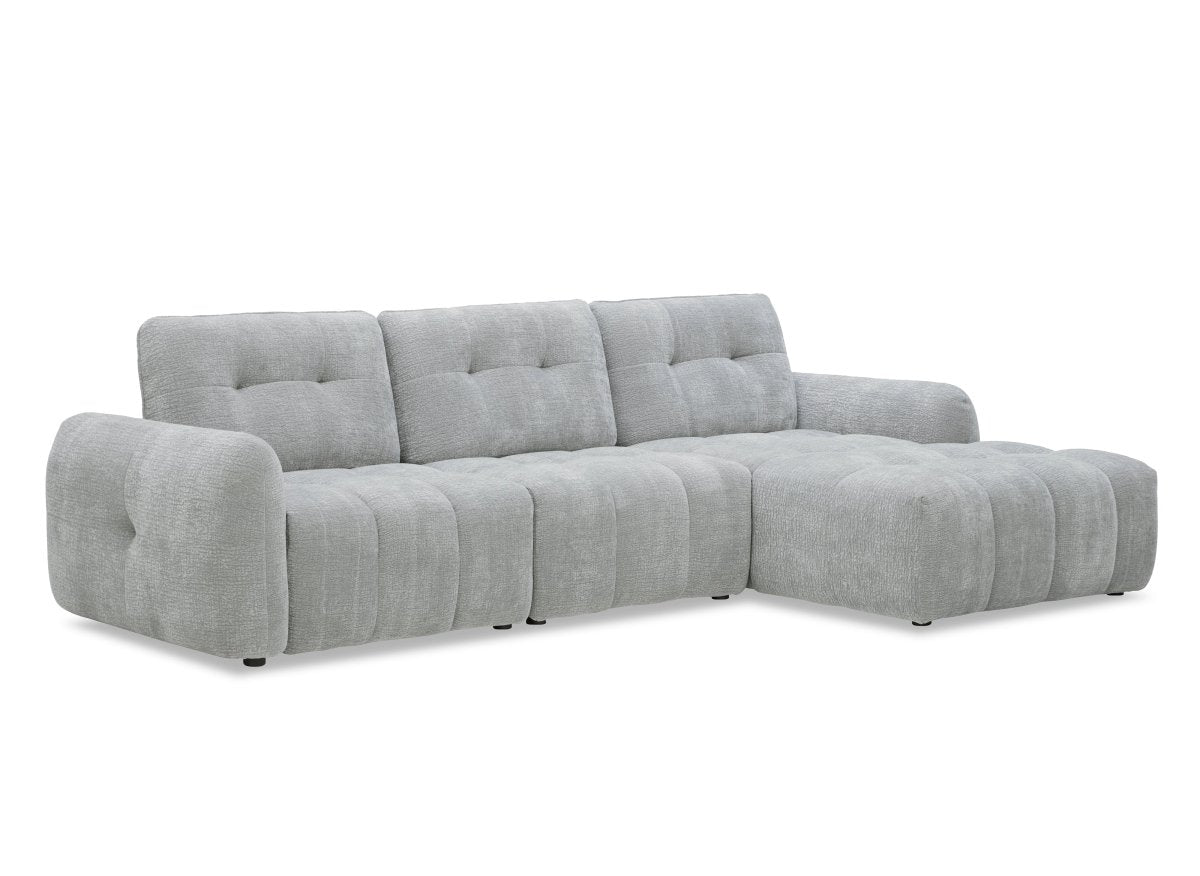 Canapé d'angle en velours tissé gris clair avec dossier réglable ADONIS - Angle droit - DécoInParis