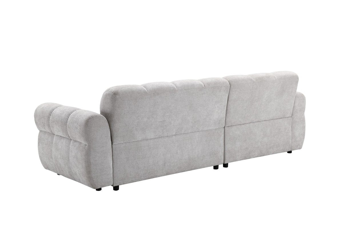 Canapé d'angle fixe en velours texturé gris clair JAROD - Angle gauche - DécoInParis