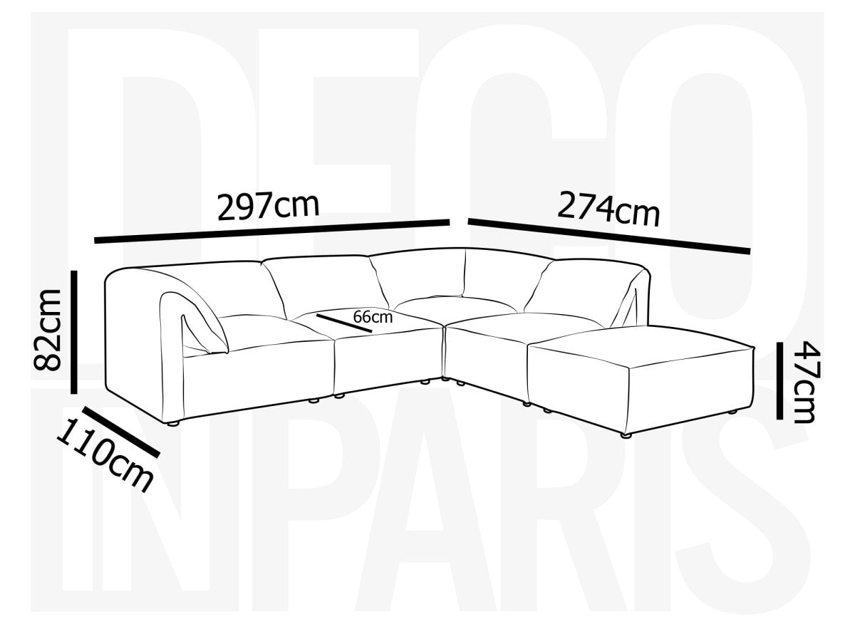 Canapé d'angle modulable en velours moutarde HARINA - DécoInParis