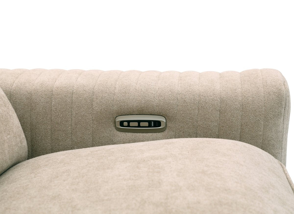 Canapé d'angle relax électrique en tissu beige ORELIA - Angle gauche - DécoInParis