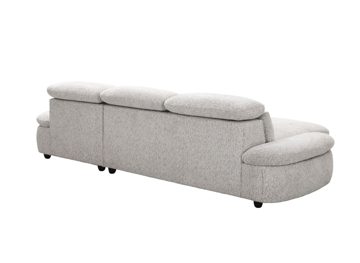 Canapé d'angle relax électrique en tissu bouclette beige CLEMENT - Angle droit - DécoInParis