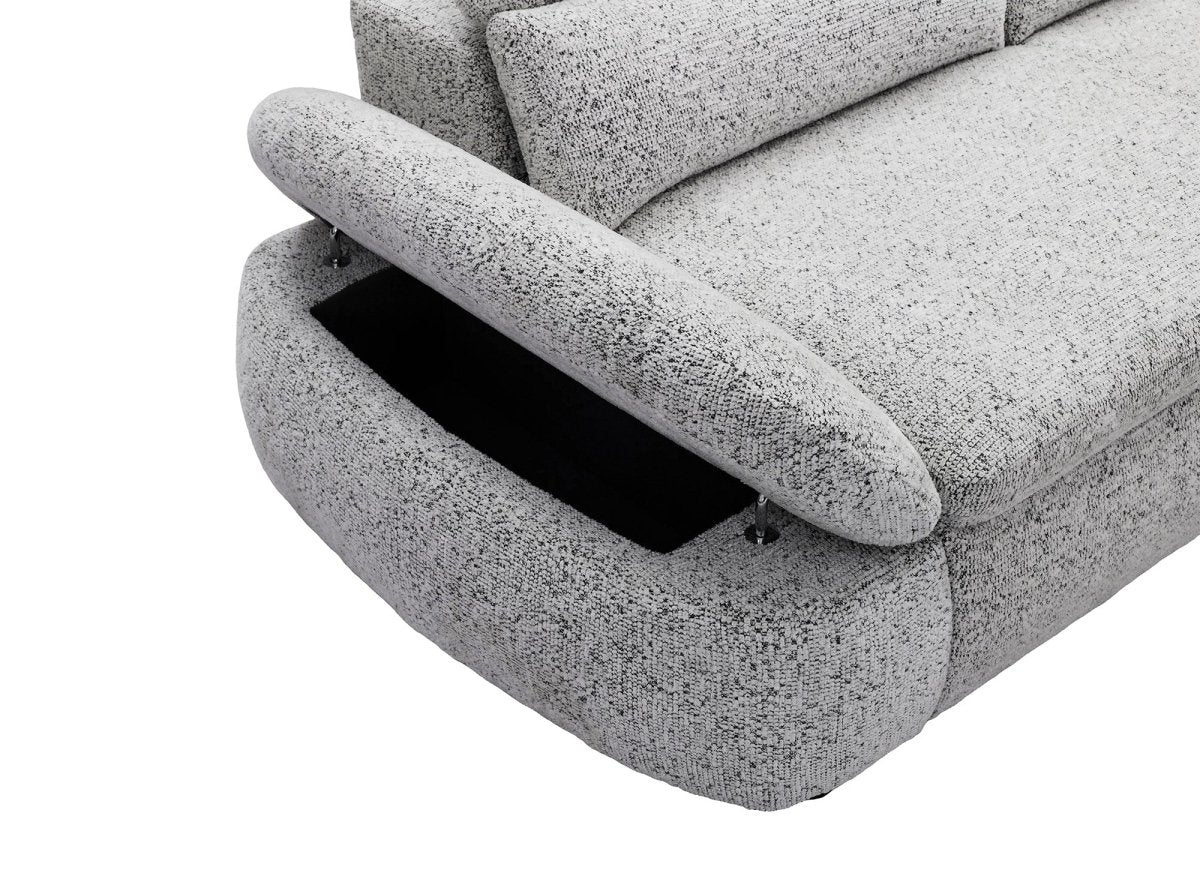 Canapé d'angle relax électrique en tissu bouclette gris CLEMENT - Angle droit - DécoInParis