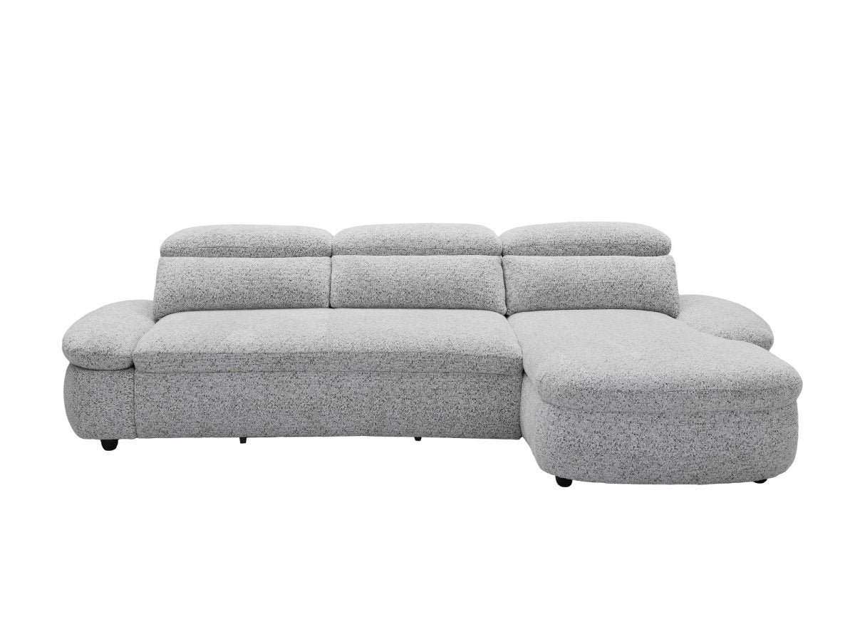 Canapé d'angle relax électrique en tissu bouclette gris CLEMENT - Angle droit - DécoInParis