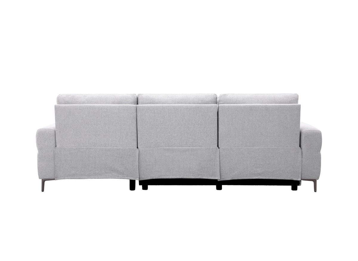 Canapé d'angle relax électrique en tissu gris clair RAFAELA - Angle droit - DécoInParis