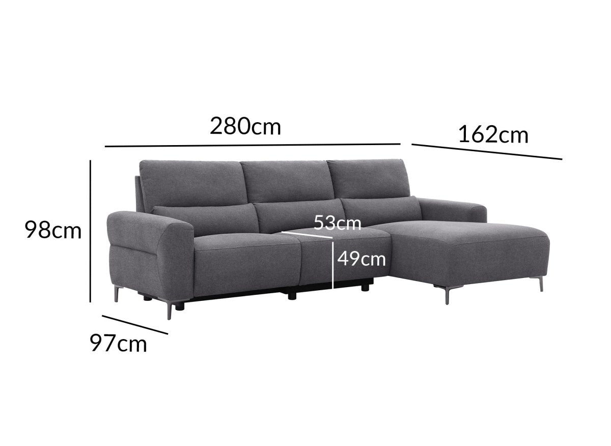 Canapé d'angle relax électrique en tissu gris foncé RAFAELA - Angle droit - DécoInParis