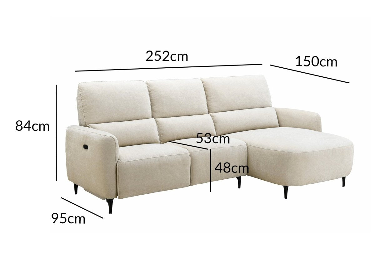 Canapé d'angle relax électrique en tissu texturé beige LAHYS - Angle droit - DécoInParis