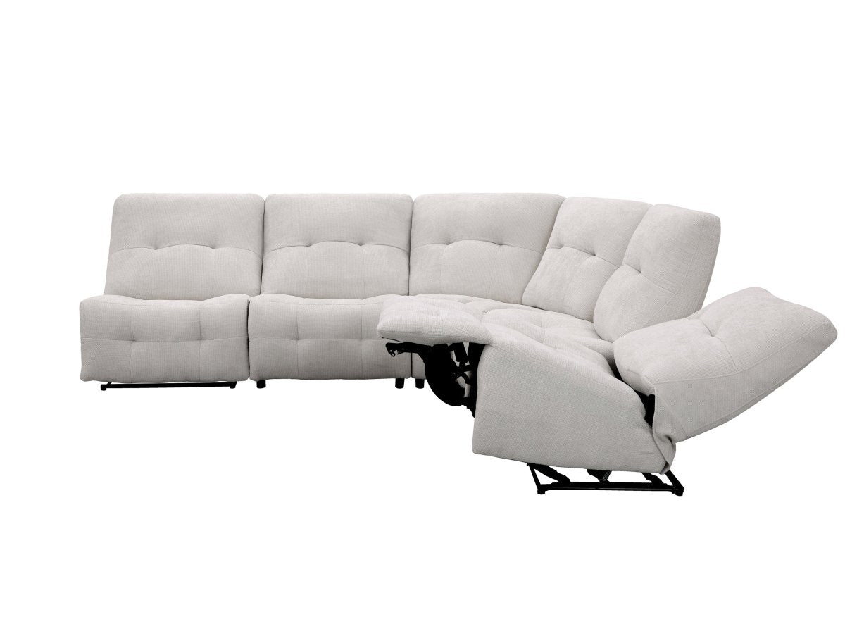 Canapé d'angle relax électrique en velours chiné beige PALMIRE - DécoInParis