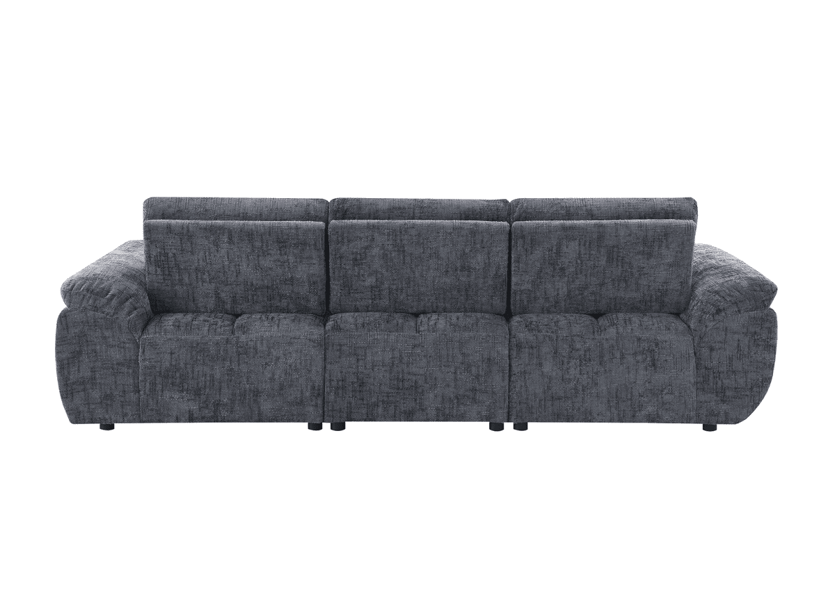 Canapé d’angle relax électrique en velours chiné gris ALPES - Angle droit - DécoInParis