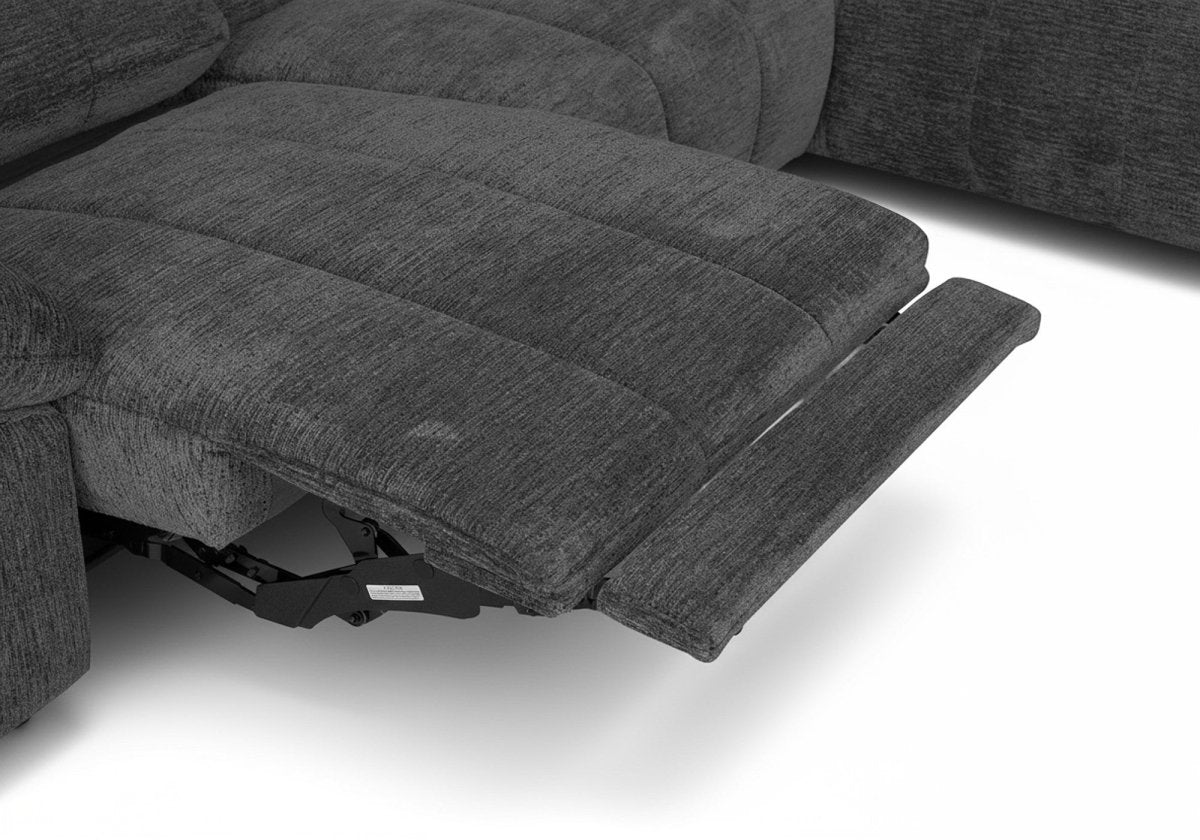 Canapé d'angle relax électrique en velours chiné gris SOLINA - Angle droit - DécoInParis