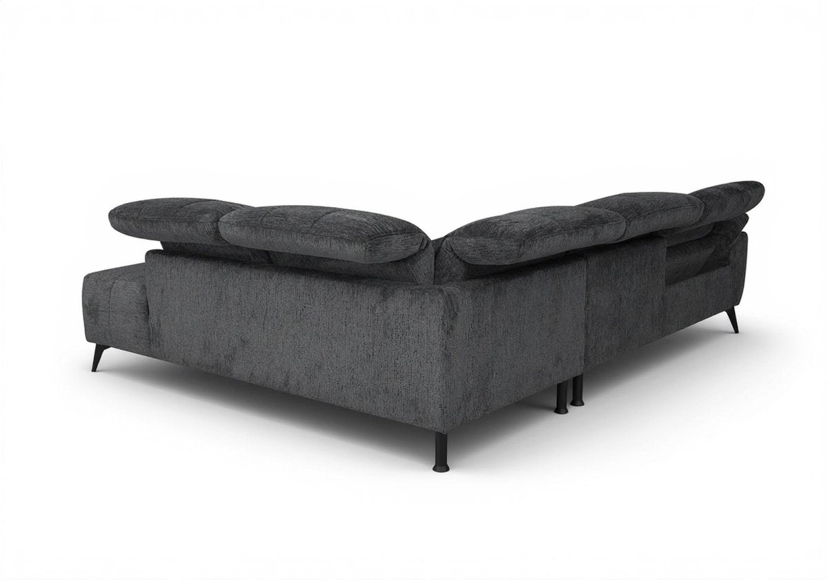 Canapé d'angle relax électrique en velours chiné gris SOLINA - Angle droit - DécoInParis